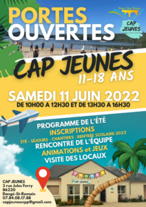 PORTES OUVERTES - LE 11/06 - CAP JEUNES @ 3 Rue Jules Ferry