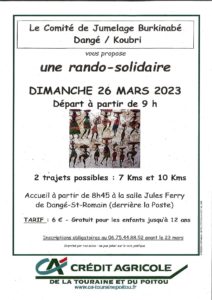 RANDONNÉE SOLIDAIRE - KOUBRI - LE 26 MARS @ DÉPART SALLE JULES FERRY