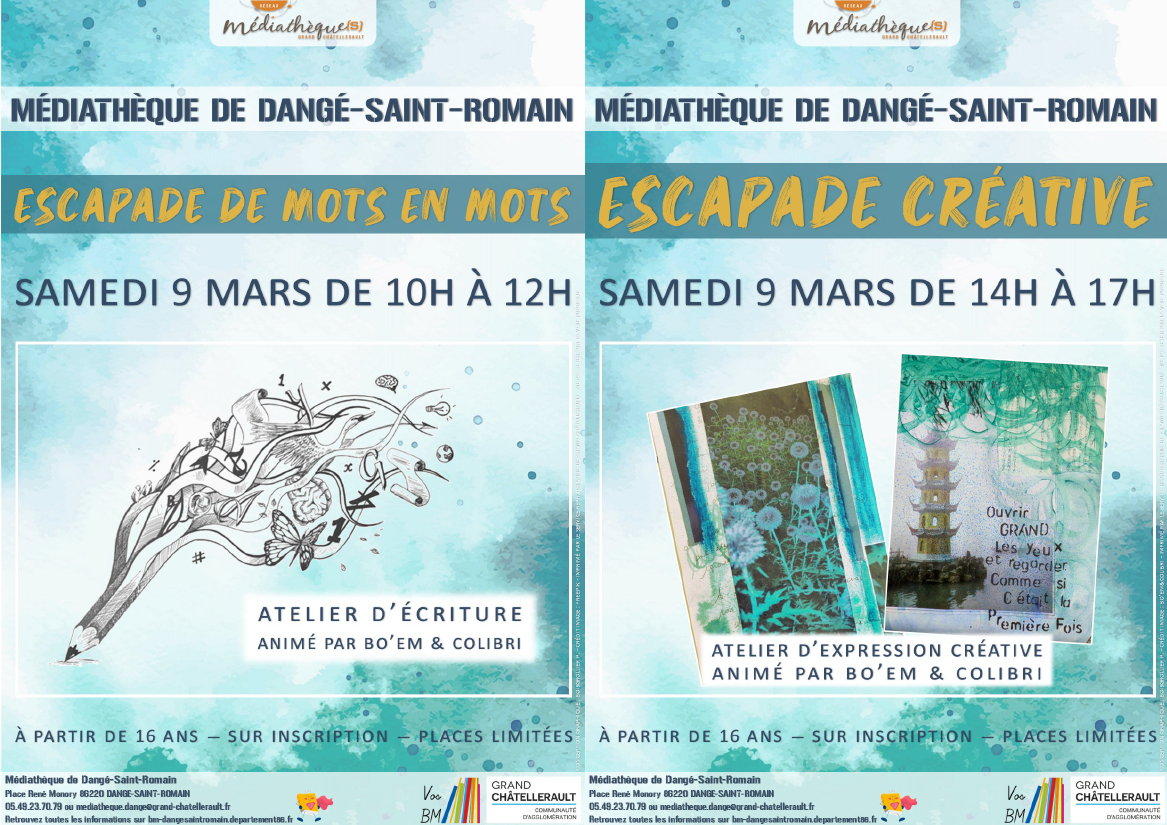 ATELIERS ESCAPADES DU 09/03 - MÉDIATHÈQUE @ Médiathèque