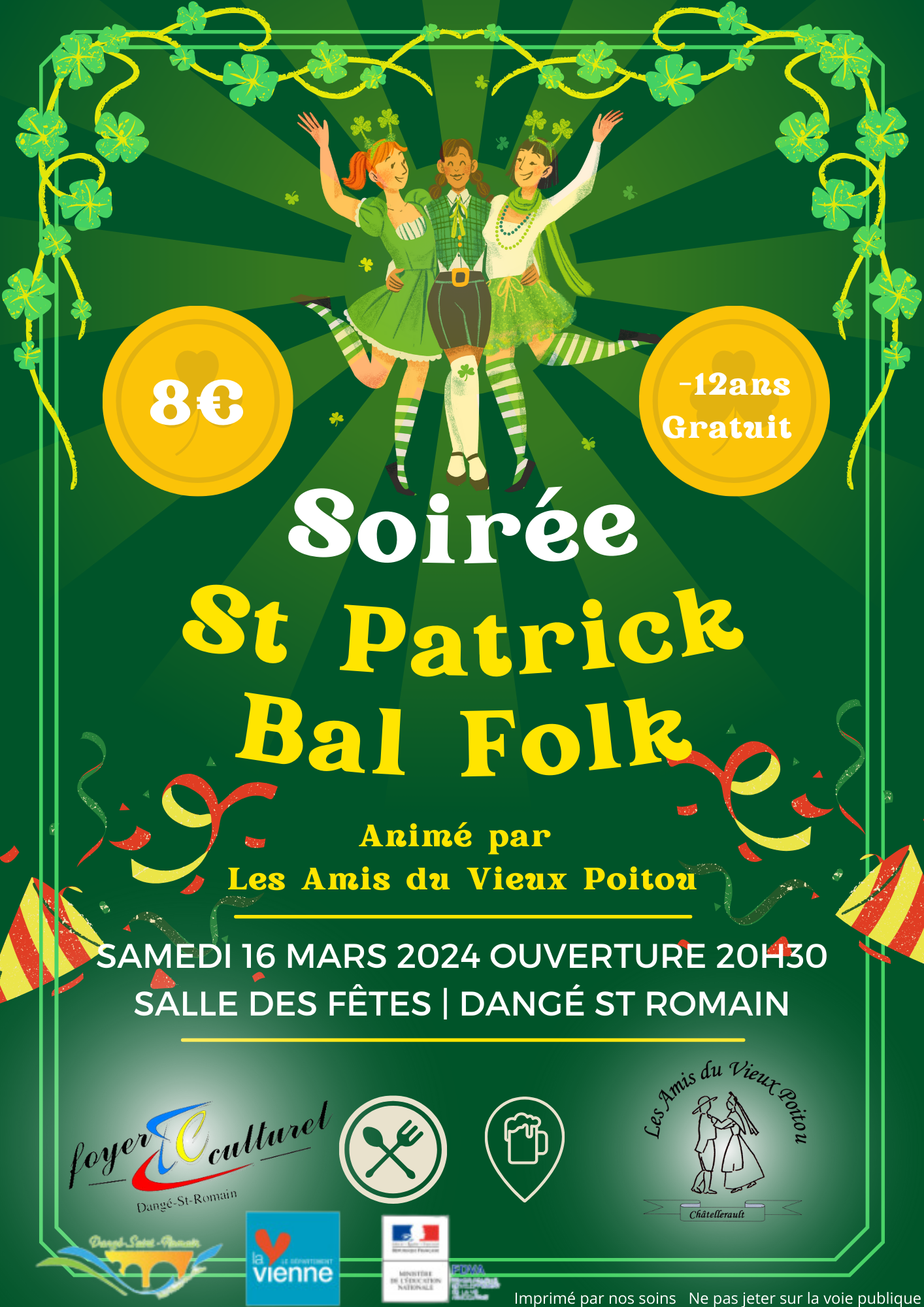 SOIRÉE DE LA ST PATRICK - LE 16/03 - FOYER CULTUREL @ SALLE DES FÊTES 