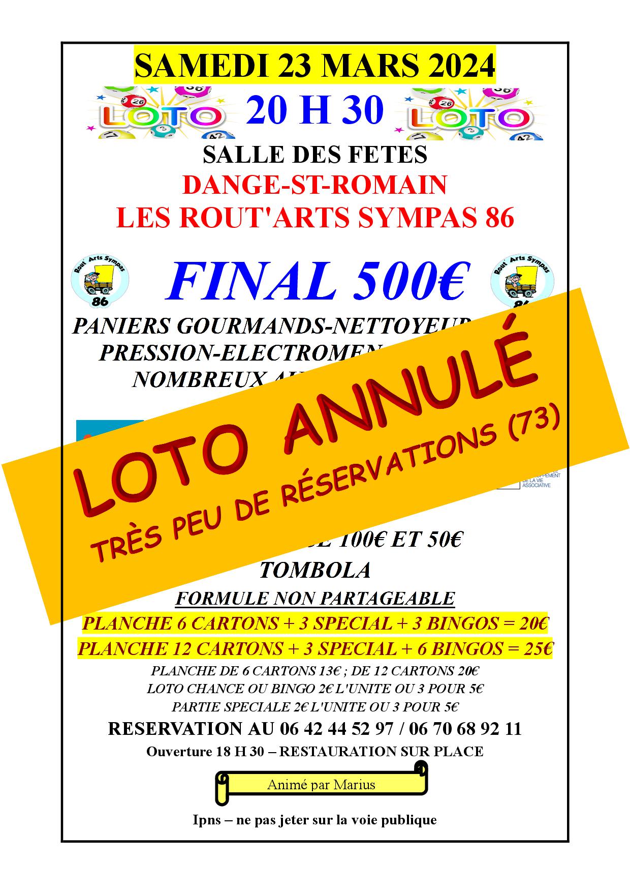 ANNULATION LOTO DU 23/03 - RAS 86