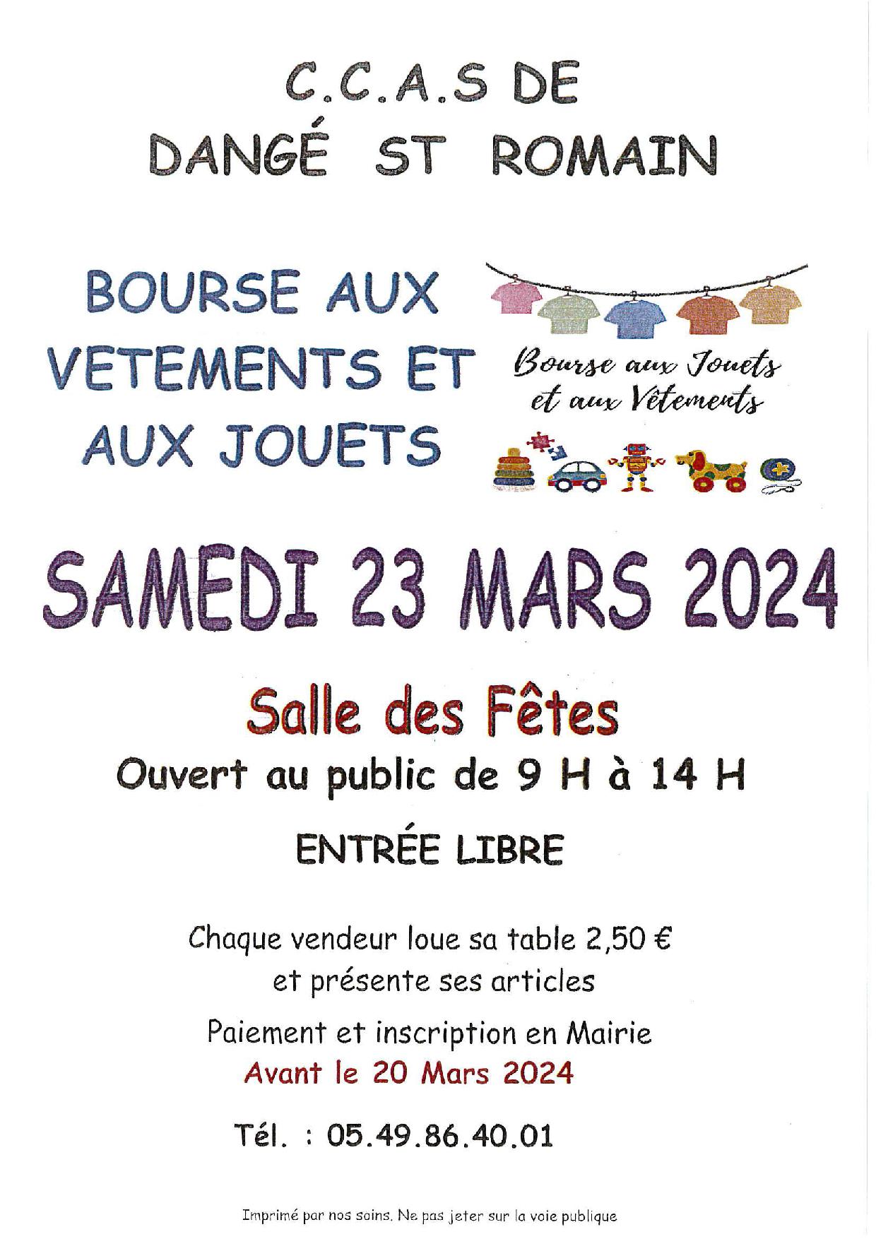 BOURSE AUX VÊTEMENTS - LE 23/03 - CCAS @ SALLE DES FÊTES