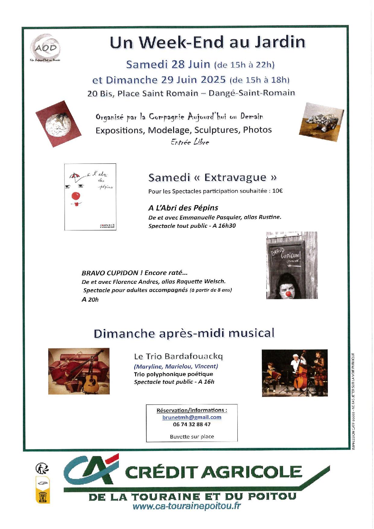 UN WEEK-END AU JARDIN - LES 28 ET 29 JUIN - LA COMPAGNIE AUJOURD'HUI OU DEMAIN @ 20 Bis Place St-Romain