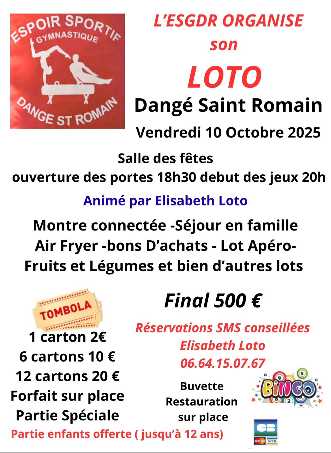 Loto du 10/10-espoir sportif gym @ salle des fêtes  | Dangé-Saint-Romain | Nouvelle-Aquitaine | France