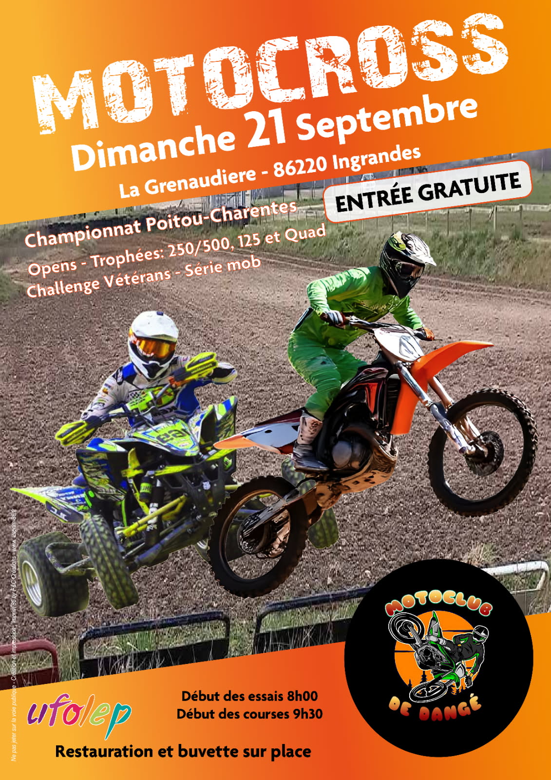 CONCOURS DE MOTOCROSS - LE 21/09 @ La Grenaudière | Ingrandes | Nouvelle-Aquitaine | France