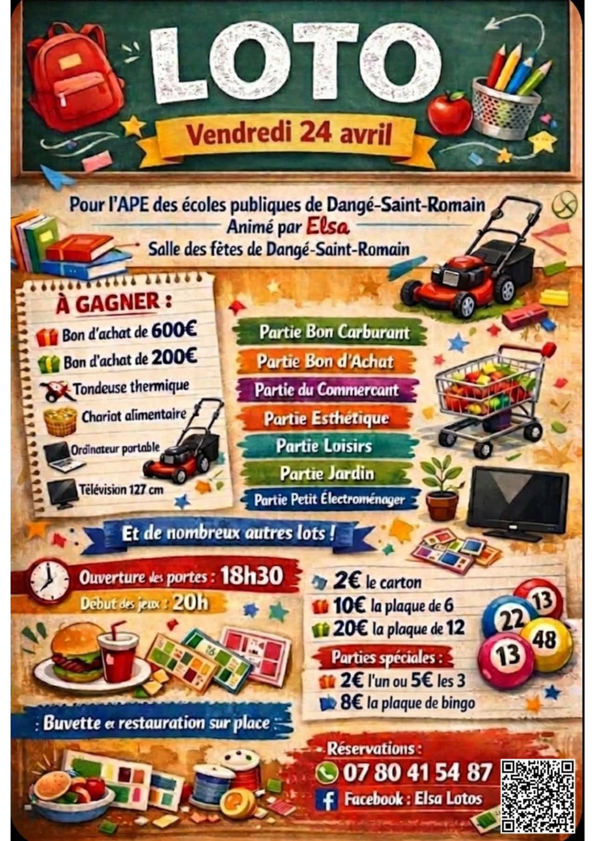 LOTO APE - LE 24/04 - APE DES ÉCOLES SOUCHÉ - DAUDET - PERGAUD @ SALLE DES FÊTES | Dangé-Saint-Romain | Nouvelle-Aquitaine | France