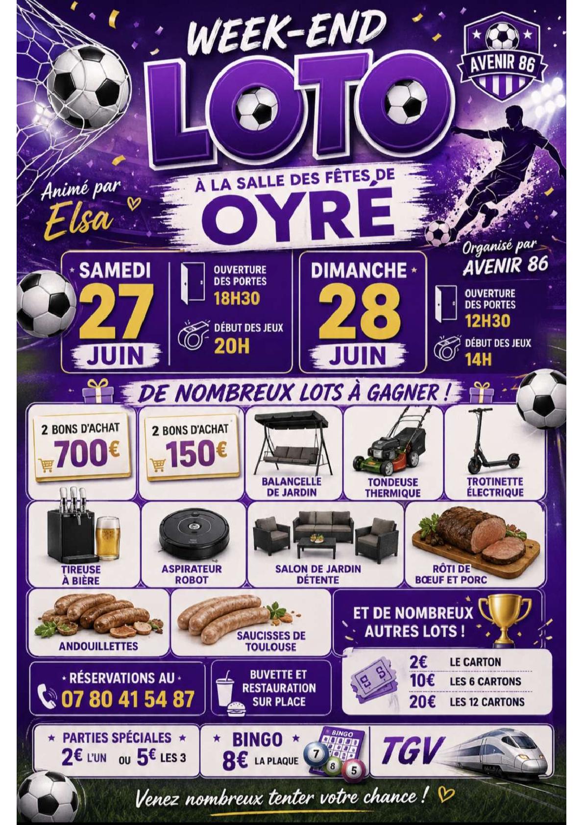 WEEK-END LOTO - LES 27 ET 28 JUIN 2026 - GROUPEMENT FOOT "JEUNES AVENIR 86" @ SALLE DES FÊTES | Oyré | Nouvelle-Aquitaine | France