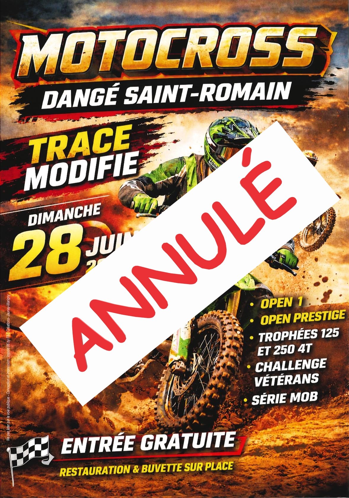 ANNULATION COMPÉTITION MOTOCROSS - LE 28/06 - SMD - FORTES CHALEURS @ TERRAIN DE MOTOCROSS | Ingrandes | Nouvelle-Aquitaine | France