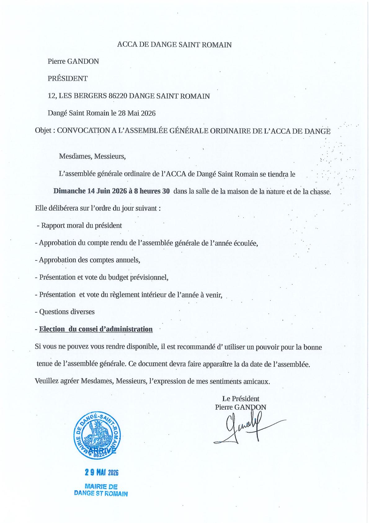 ASSEMBLÉE GÉNÉRALE - LE 14/06 - ACCA @ La Maison de la Nature et de la Chasse | Dangé-Saint-Romain | Nouvelle-Aquitaine | France