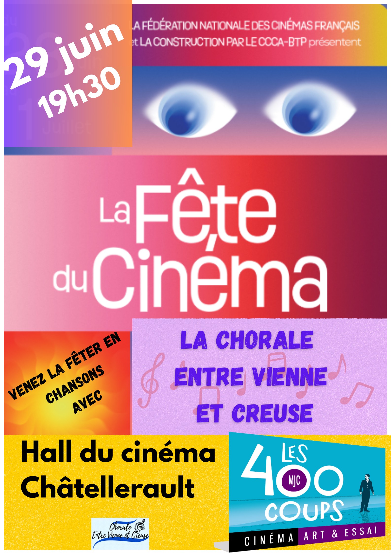 VENEZ FÊTER LE CINÉMA EN CHANSONS - LE 29/06 @ HALL DU CINÉMA LES 40 COUPS | Châtellerault | Nouvelle-Aquitaine | France
