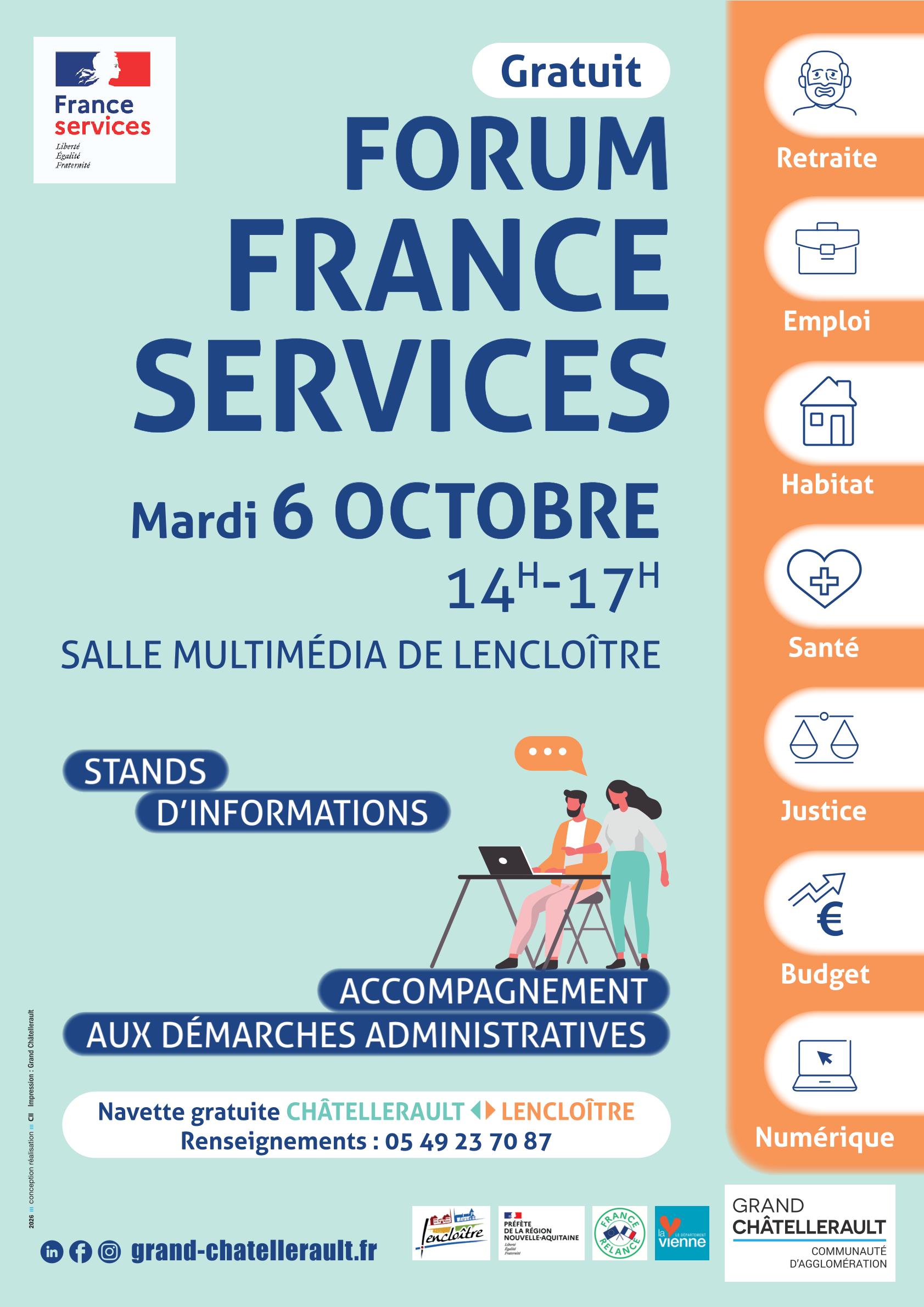 FORUM FRANCE SERVICE - LE 06/10 @ SALLE MULTIMÉDIA | Lencloître | Nouvelle-Aquitaine | France