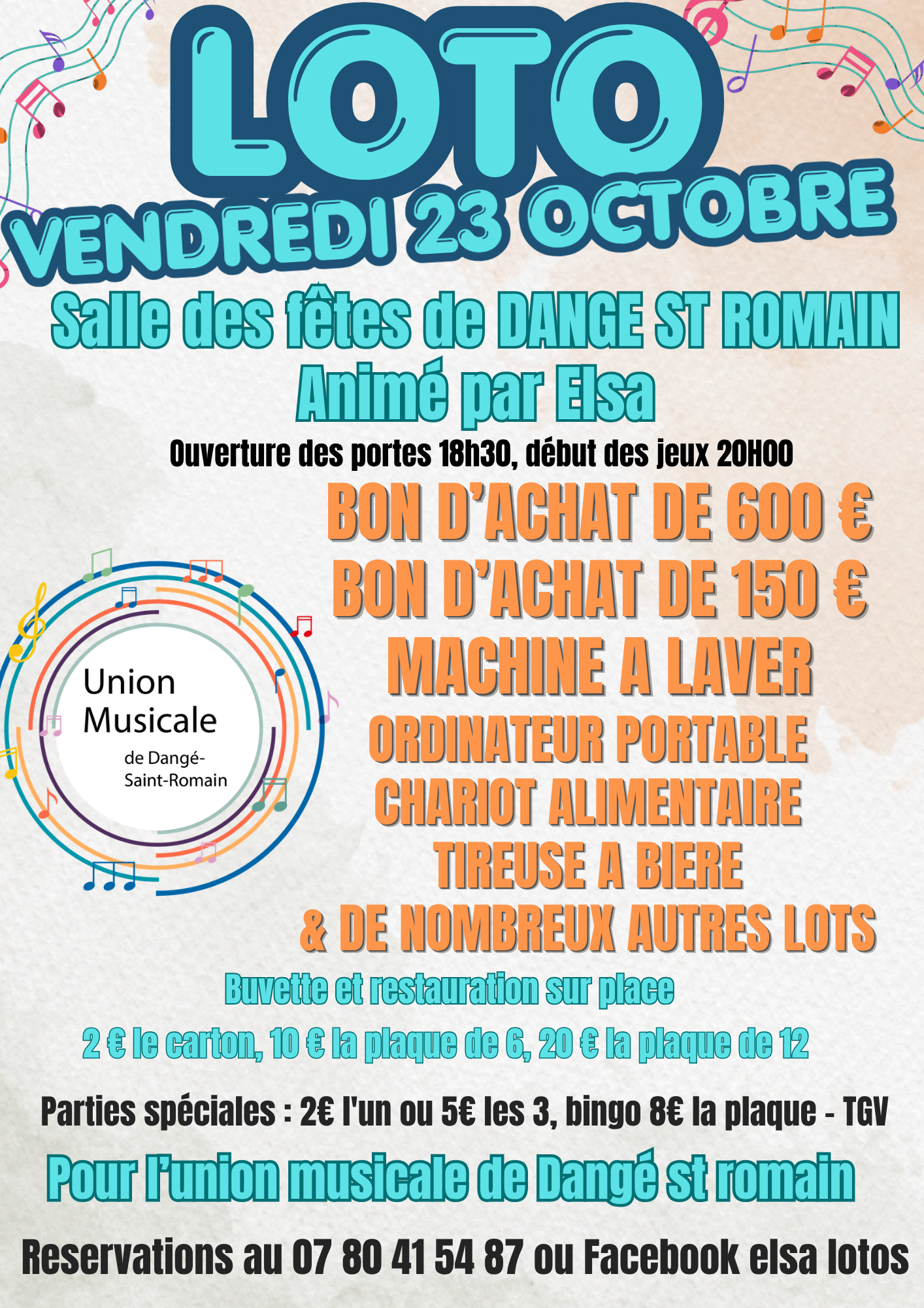 LOTO DU 23/10 - UNION MUSICALE @ SALLE DES FÊTES | Dangé-Saint-Romain | Nouvelle-Aquitaine | France