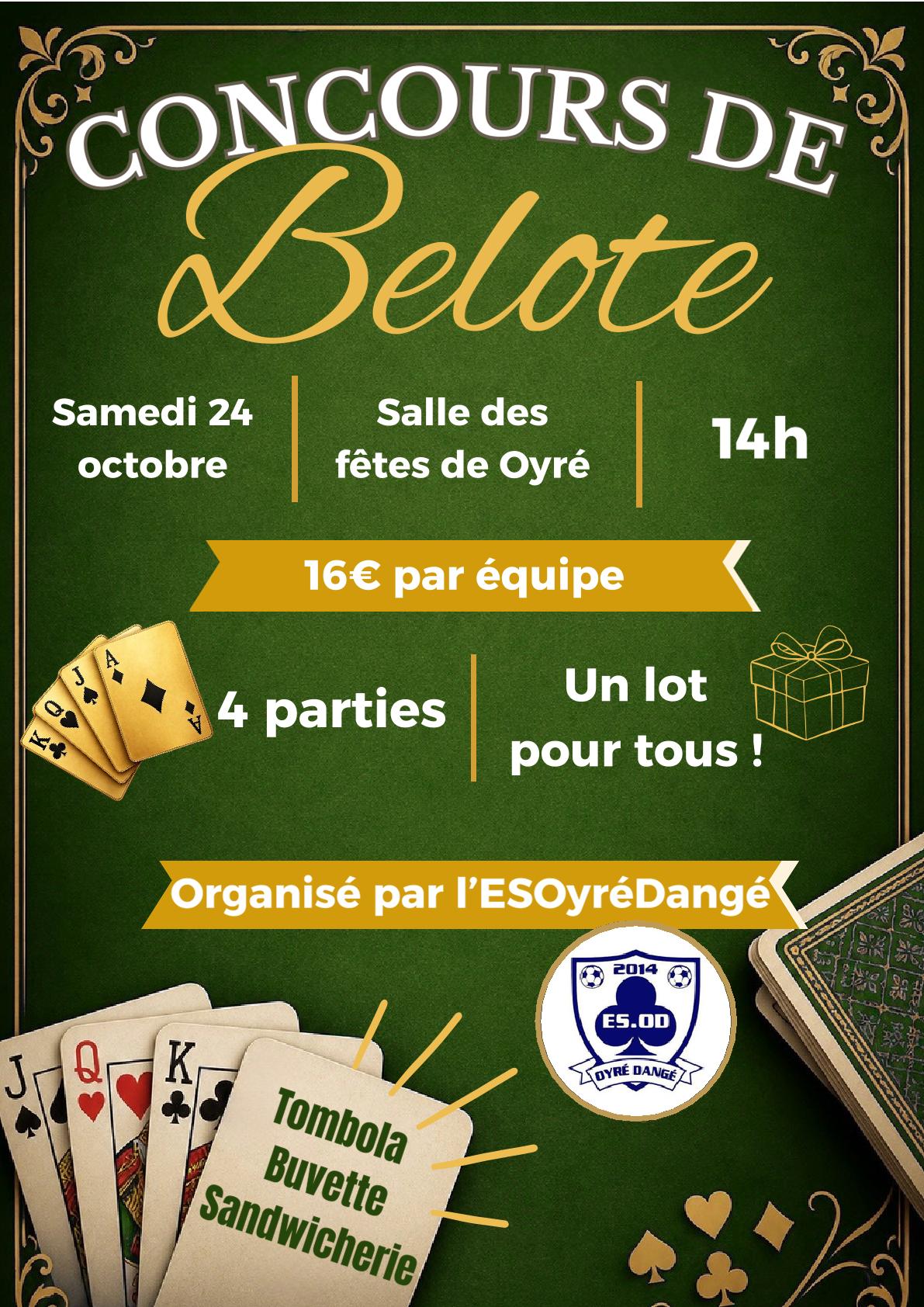 CONCOURS DE BELOTE - LE 24/10 - ESOD FOOT @ SALLE DES FÊTES | Oyré | Nouvelle-Aquitaine | France