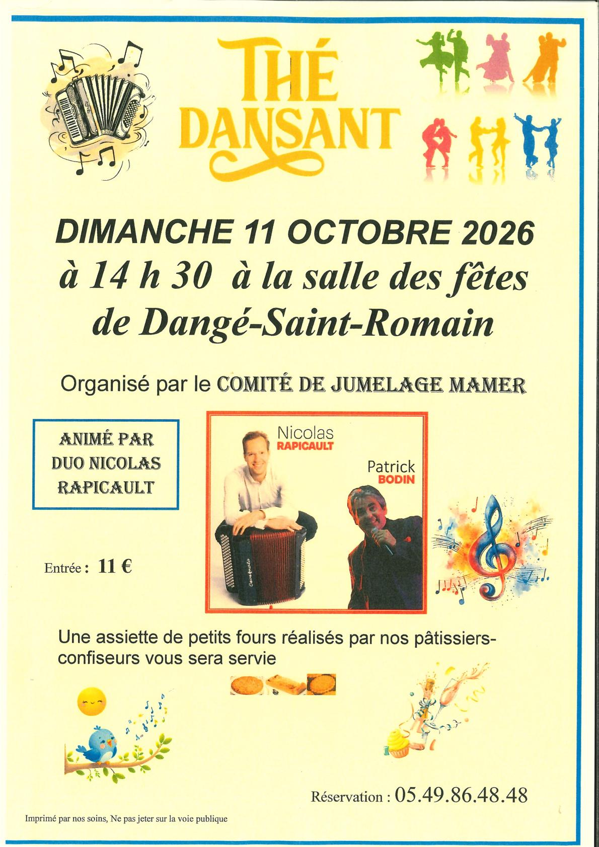 THÉ DANSANT - LE 11/10 - COMITÉ DE JUMELAGE MAMER @ SALLE DES FÊTES | Dangé-Saint-Romain | Nouvelle-Aquitaine | France
